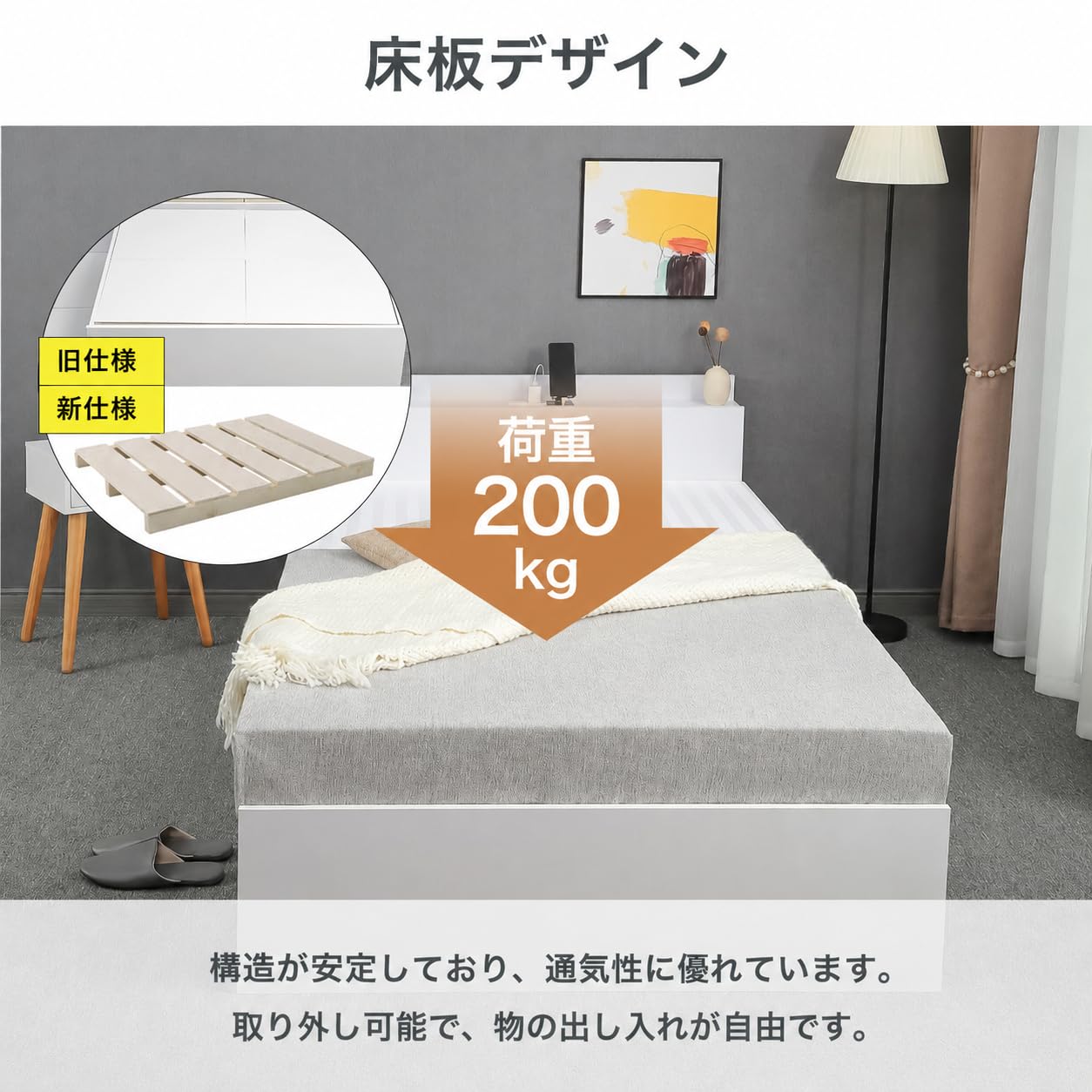 Amazon｜エンボムモベル ベッド セミダブル2杯収納引き出し付きベッド
